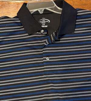Champions Tour Men's Large Black Striped Short Sleeve Golf Polo Shirt